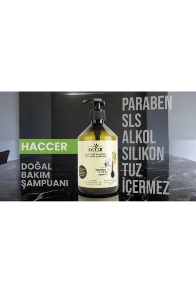 Haccer Tuzsuz Sülfatsız Parabensiz Zeytinyağı Hindistan Cevizi Keratin Şampuan 400 ml - 2