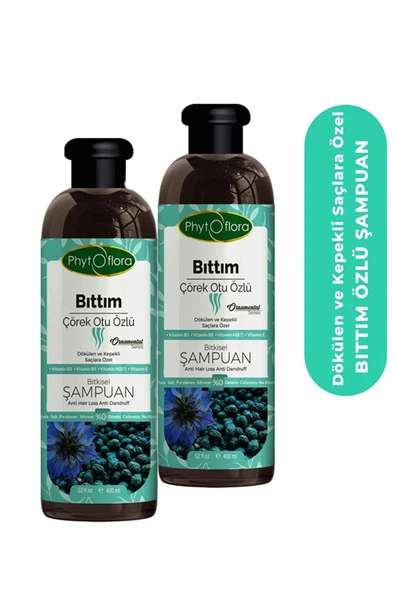 Phytoflora Tuzsuz Dökülen Ve Kepekli Saçlara Özel Bıttım Özlü Bitkisel Şampuan 400 Ml, 2 Adet