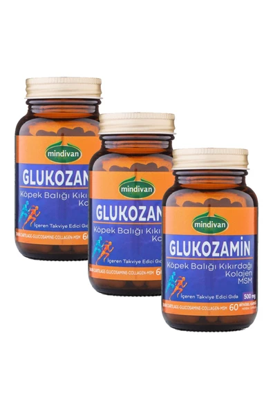 Mindivan Glukozamin Köpek Balığı Kıkırdağı Kolajen MSM 60 Kapsül x3 ADET ürün görseli 1