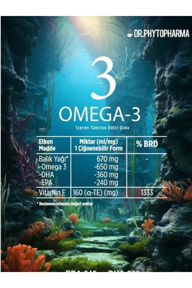 aleyna baharat Dr Phytopharma Omega-3 Epa Dha ve Vitamin E İçeren 60LI SOFTGEL KAPSÜL - 2