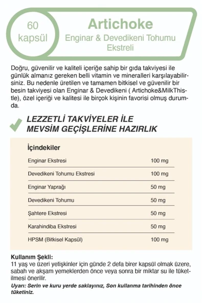 Mindivan Artichoke Leaf Milk Thistle Extract Healthy Liver 500 mg 60 Capsules x3 Piece - 4