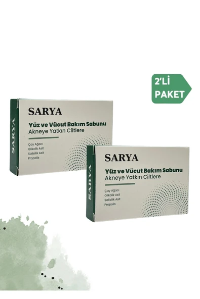 SARYA Sivilce ve akne sabunu Çay ağacı Glikolik asit Salisilik asit Propolis (2'Li Paket)