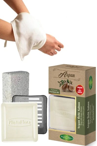 Phytoflora Argan Sabunu Ve Banyo Kesesi, Katı Sabunluk