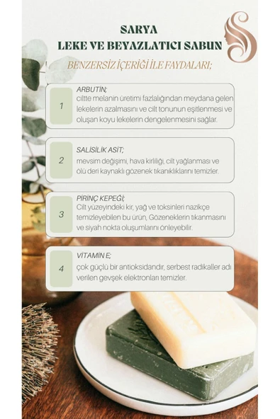 SARYA Leke ve Beyazlatıcı Sabun 100 Gr Arbutin, Salisilik asit, Kojik asit, Vitamin E (2'Li Paket) - 2