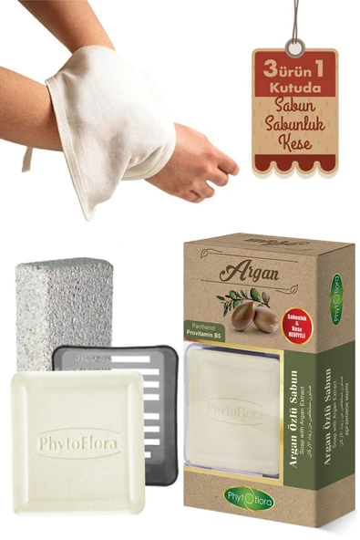 Phytoflora Argan Sabunu Ve Banyo Kesesi, Katı Sabunluk - 2