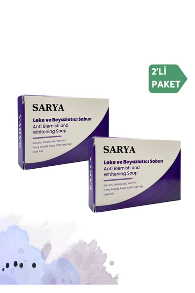 SARYA Leke ve Beyazlatıcı Sabun 100 Gr Arbutin, Salisilik asit, Kojik asit, Vitamin E (2'Li Paket)