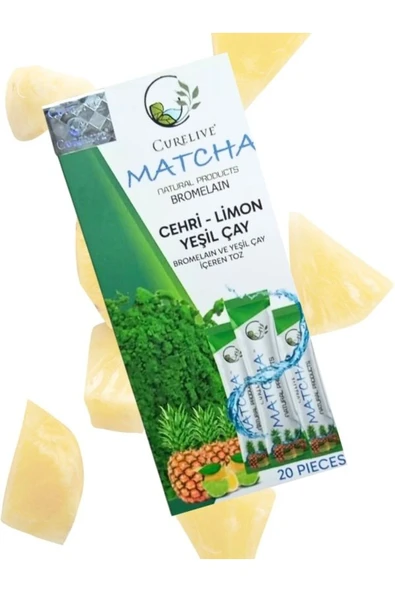 aleyna baharat Curalive Matcha Detox. Matcha Ananas Bromelain Yeşilçay Limon 20 PİECES - Resim 2