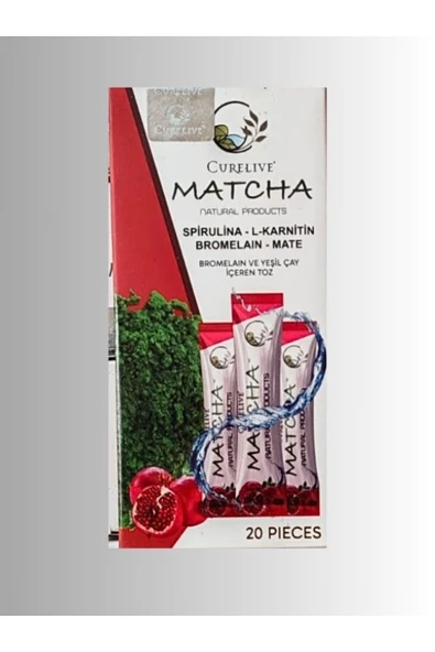aleyna baharat Curelive Matcha Detox Nar Aromalı Spirulina L-Carnitine Bromelain Mate - 2