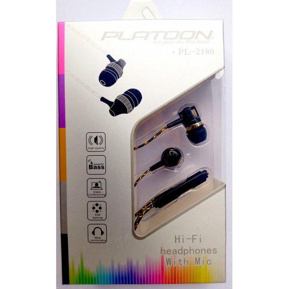 Platoon Pl-2180 3.5 mm Yaldızlı Kablolu Mikrofonlu Telefon Kulaklığı