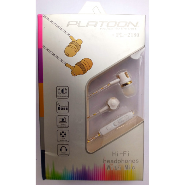 Platoon Pl-2180 3.5 mm Yaldızlı Kablolu Mikrofonlu Telefon Kulaklığı - 8