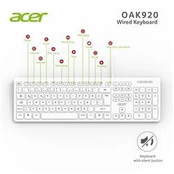 Acer OAK920 Q Usb Beyaz 1.8mt Kablolu Klavye-Tek Tuş Hesap Makinalı (Sessiz Tuş) - 3