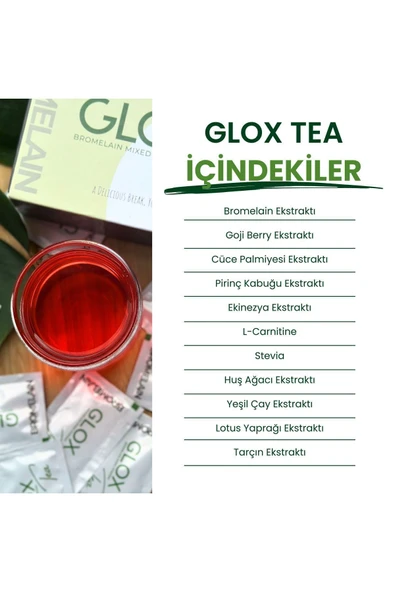 Glox Tea Bromelain Ve Collagen Içeren Karışık Bitki Çayı - (60 GÜNLÜK KULLANIM) 480g - Resim 3