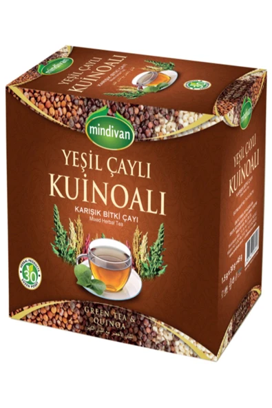 Mindivan Yeşil Çaylı Kinoalı Karışık Bitki Çayı 30 Lu Süzen Poşet