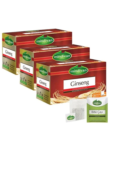 Mindivan Ginseng Çayı 20 'li Premium Süzen Poşet, 3 Adet ürün görseli