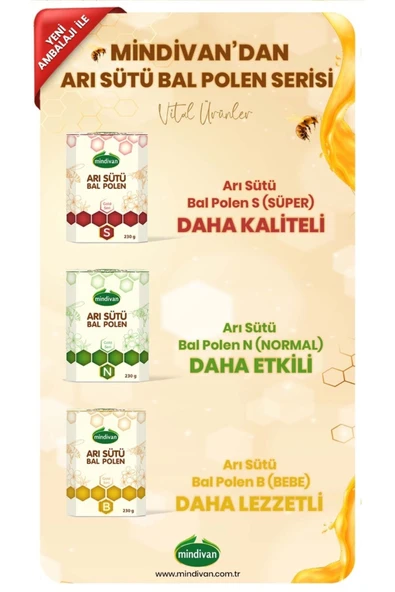 Mindivan Arı Sütü Bal Polen (süper) 230 G - 3