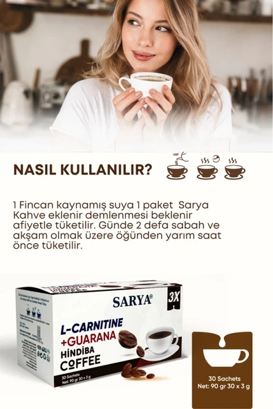 SARYA L-Carnitine Guarana Hindiba Kahve 30 Sachets - 2