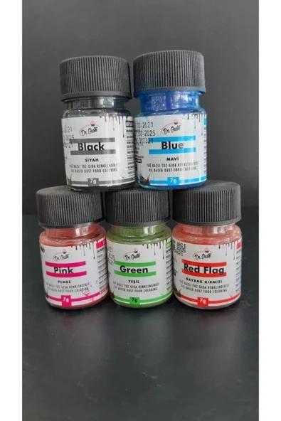 Dr. Gusto Dr Gusto Yağ Bazlı Toz Gıda Boya 5 Li Set Siyah / Mavi / Kırmızı / Pembe / Yeşil 7gr - 1