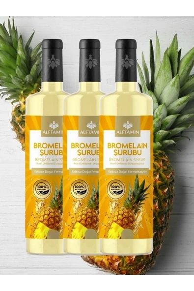 AFTAMİN Bromelain Ananas Içeren Detox Şurubu Bromelain Detox L-carnitin Içeren Detox Şurubu 3 Adet ürün görseli