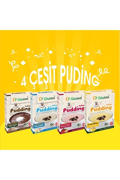 Dr.Gluten Pudingler (muz-çilek-kakao-vanilya) ürün görseli