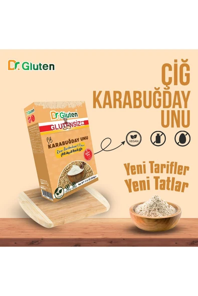 Dr.Gluten Glutensiz Çiğ Karabuğday Unu Raw Buckwheat Flour 500 g Vegan - 1