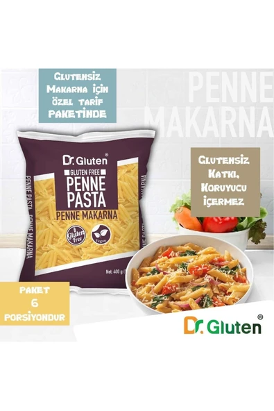 Dr.Gluten Glutensiz Boru Makarna 6'lı Set (PENNE) 400 gr X 6 Adet - Resim 2