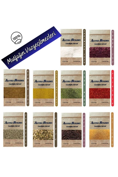Aleyna Bitkisel Baharat Seti 10 Çeşit Lüx Baharat Seti 100 G Paketlerde ürün görseli