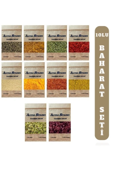 Aleyna Bitkisel Baharat Seti Mega 10lu Karabiber,nane,sumak,zencefil,tozbiber ürün görseli
