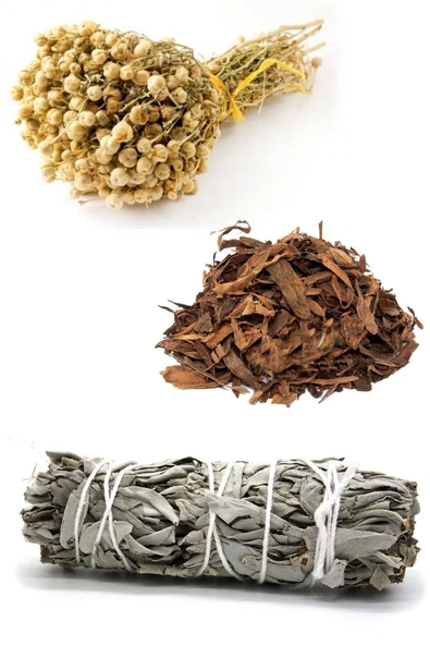 Aleyna Bitkisel Üzerlik Otu Demet, Adaçayı Bağ, Buhur 3 Ürün 1 Arada Bitki Tütsüsü Nazar Seti ürün görseli 1