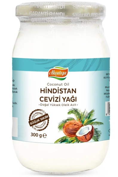 akçatepe Soğuk Sıkım Doğal Hindistan Cevizi Yağı 300 ml