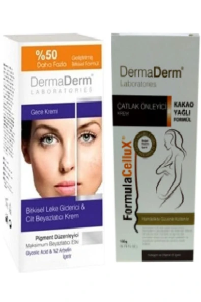 DermaDerm Bitkisel Yüz Leke Gece Kremi 100 gr Ve Çatlak Önleyici Krem 100 gr