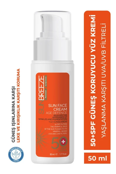SUN BREEZE Yüksek Koruma Ve Nemlendirici Etkili Yüz Güneş Koruyucu Krem Spf 50 Yüksek Korumalı 50 ml
