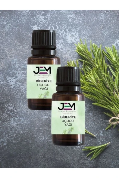 Jem Kozmetik Bitkisel Biberiye Yağı 10 ml Biberiye Uçucu Yağ 2 ADET