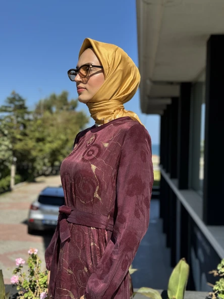 Misswhence Etek Ucu Fermuarlı Jakarlı İpek Elbise 36826 - 4