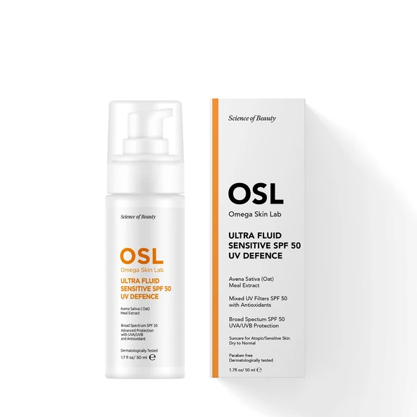 OSL Omega Skin Lab Kuru,HassasCiltler Için Spf50 Güneş Koruyucu KremUltrafluid Sensitive Spf50 50 ml