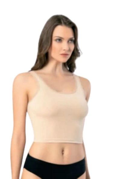 Looksense Kadın Kaşkorse Dantelli Kalın Askılı Crop 4004 - Resim 5