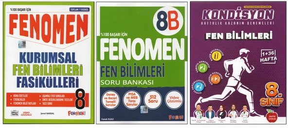 FENOMEN 8.SINIF KURUMSAL FASİKÜLLERİ+FENOMEN 8B+NEWTON KONDİSYON FEN BİLİMLERİ (3 KİTAP) ürün görseli 1