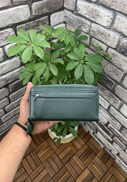 Guard Yeşil Fermuarlı ve Hakiki Deri Patlı El Portföyü Cüzdan Kadın P2214 - 10