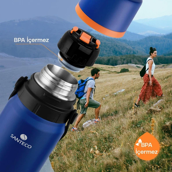 Schafer Santeco Çelik Termos 1200 ML Mavi - 3