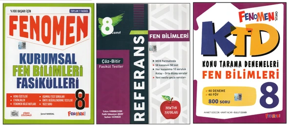 FENOMEN 8.SINIF KURUMSAL FASİKÜLLERİ+FENOMEN 8B+KTD FEN BİLİMLERİ (3 KİTAP)