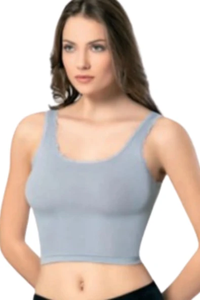 Looksense Kadın Kaşkorse Dantelli Kalın Askılı Crop 4004 - Resim 6
