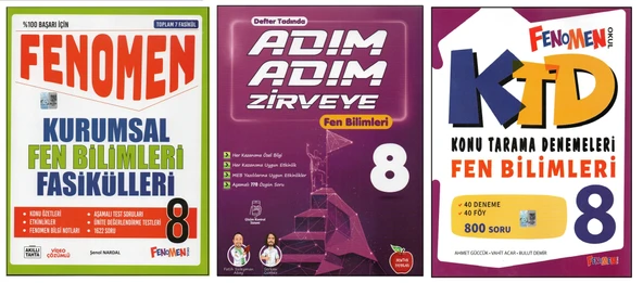 FENOMEN 8.SINIF KURUMSAL FASİKÜLLERİ+NEWTON ADIM ADIM ZİRVEYE+FENOMEN KTD FEN BİLİMLERİ (3 KİTAP)