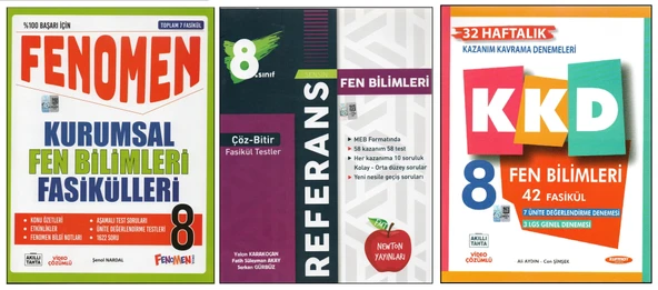 FENOMEN 8.SINIF FEN BİLİMLERİ KURUMSAL F.+NEWTON REFERANS FEN BİL.+KURMAY KKD FEN B. (3 KİTAP) ürün görseli 1