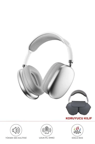 P9 Air Pro Max Kablosuz 5.3 Mikrofonlu Sd Kart Girişli Aux Kablolu Bluetooth Kulaklık Kılıf Hediyeli - 10