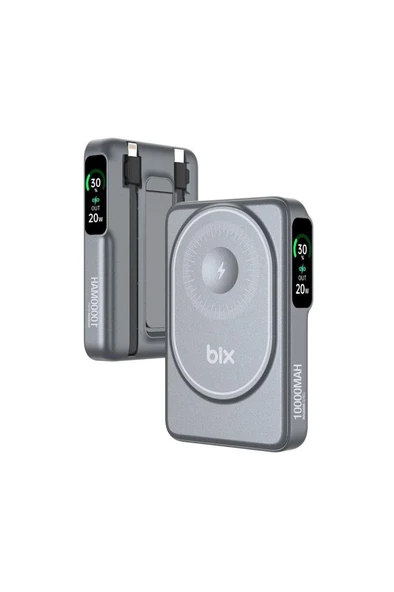 Tpb16 10.000 Mah Oled Ekranlı Manyetik Kablosuz Powerbank 20w Pd Hızlı Şarj Ve 15w Magsafe Gri - 2