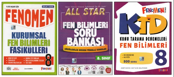 FENOMEN 8.SINIF KURUMSAL FASİKÜLLERİ+NEWTON ALL STAR+FENOMEN KTD FEN BİLİMLERİ (3 KİTAP)