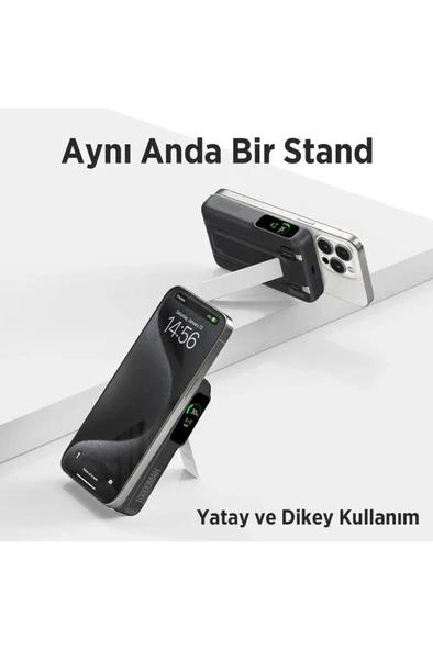 Tpb16 10.000 Mah Oled Ekranlı Manyetik Kablosuz Powerbank 20w Pd Hızlı Şarj Ve 15w Magsafe Siyah - 5