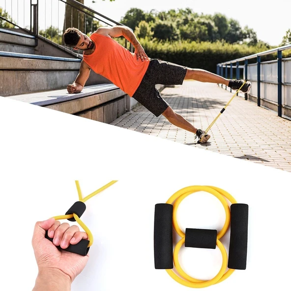 8 Şeklinde Direnç Bandı Yoga Plates Ve Vücut Geliştirme Egzersiz Bandı (5232)