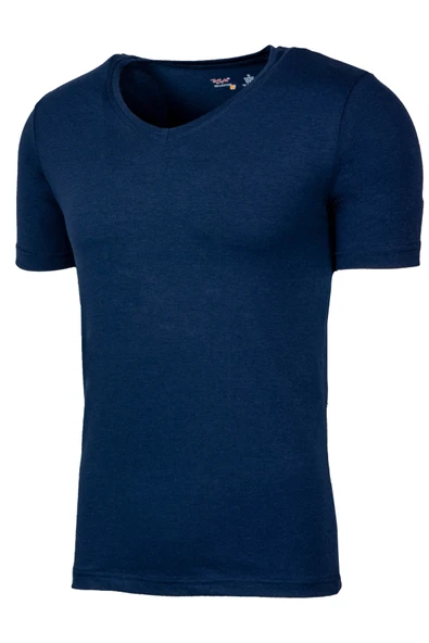 Bsm Erkek Likralı Kısa Kol V Yaka T-shirt 55023 ürün görseli 1