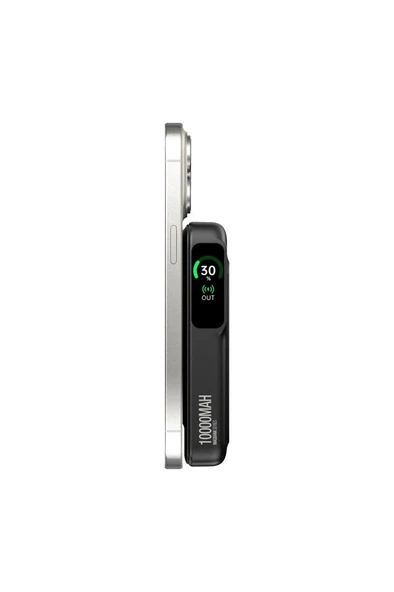 Tpb16 10.000 Mah Oled Ekranlı Manyetik Kablosuz Powerbank 20w Pd Hızlı Şarj Ve 15w Magsafe Siyah - 3