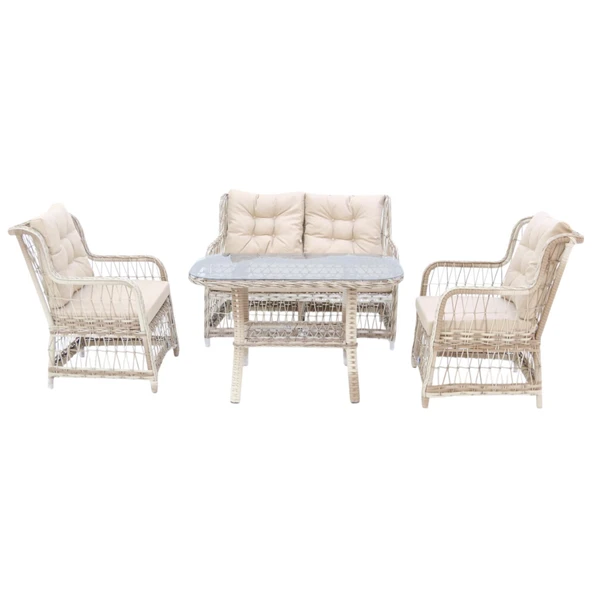 LaVida Bahçe Oturma Takımı | Rattan 2+1+1 ve Sehpa - Resim 6